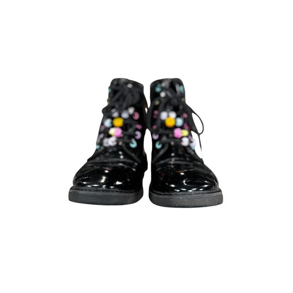 Black Lace-Up Ankle Boots With Colorful Beads Girls Size 4 - Picture 2 of 7
